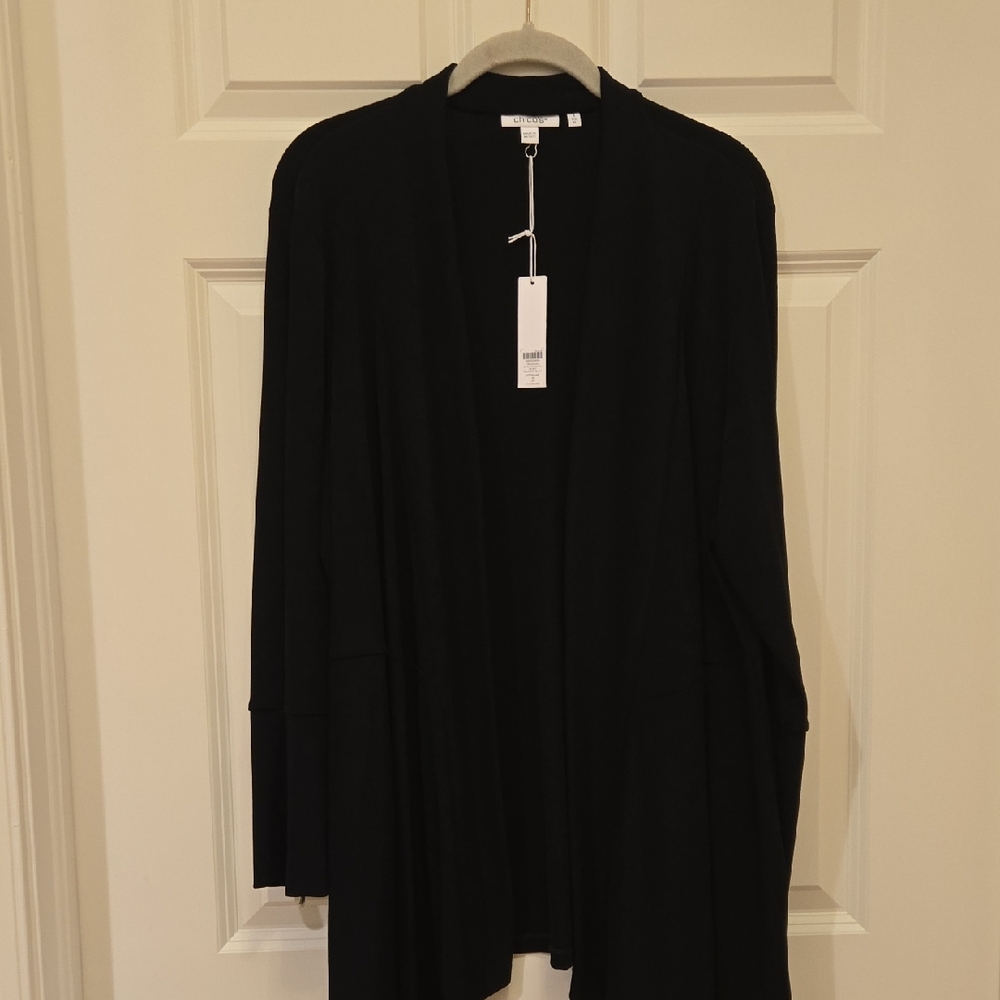 Chico's Travelers Zip Sleeve Black Cardigan Jacket Sz 3